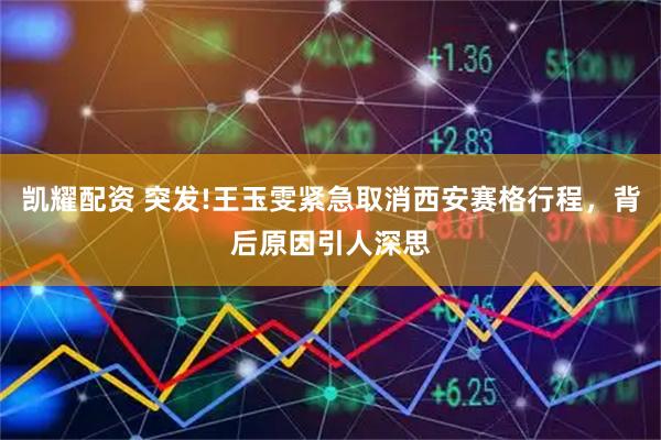凯耀配资 突发!王玉雯紧急取消西安赛格行程，背后原因引人深思